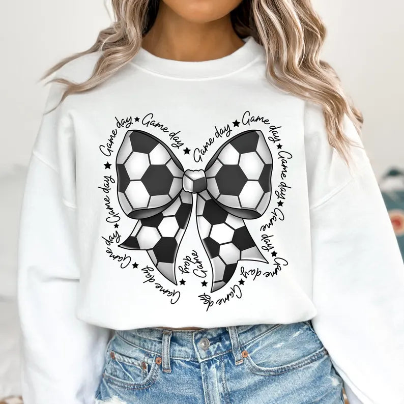 Coquette Bow Soccer WHITE Sweatshirt