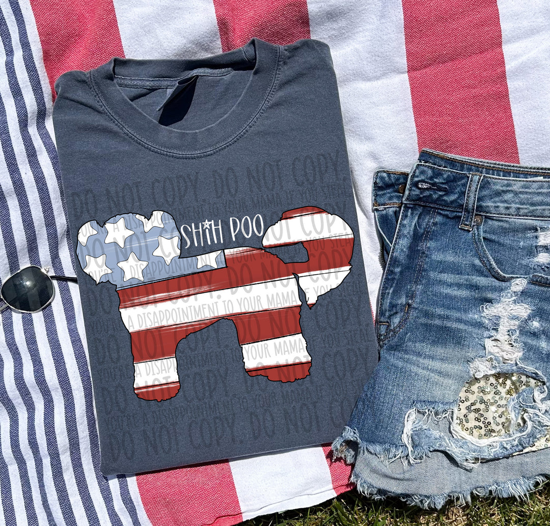 Patriotic Dog Designs White Text DTF Print