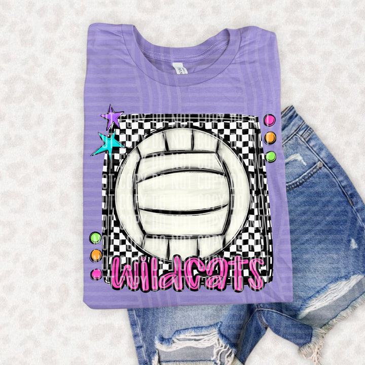 Bright Preppy Volleyball DTF Print