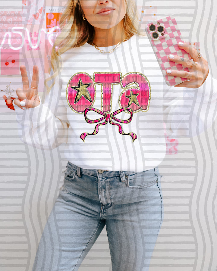 Pink Bow Occupations/Names DTF Print