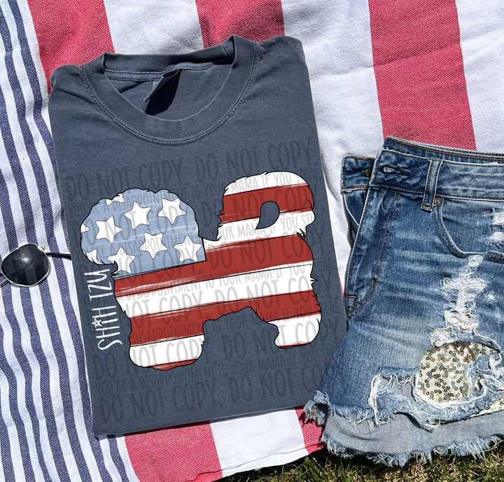Patriotic Dog Designs White Text DTF Print