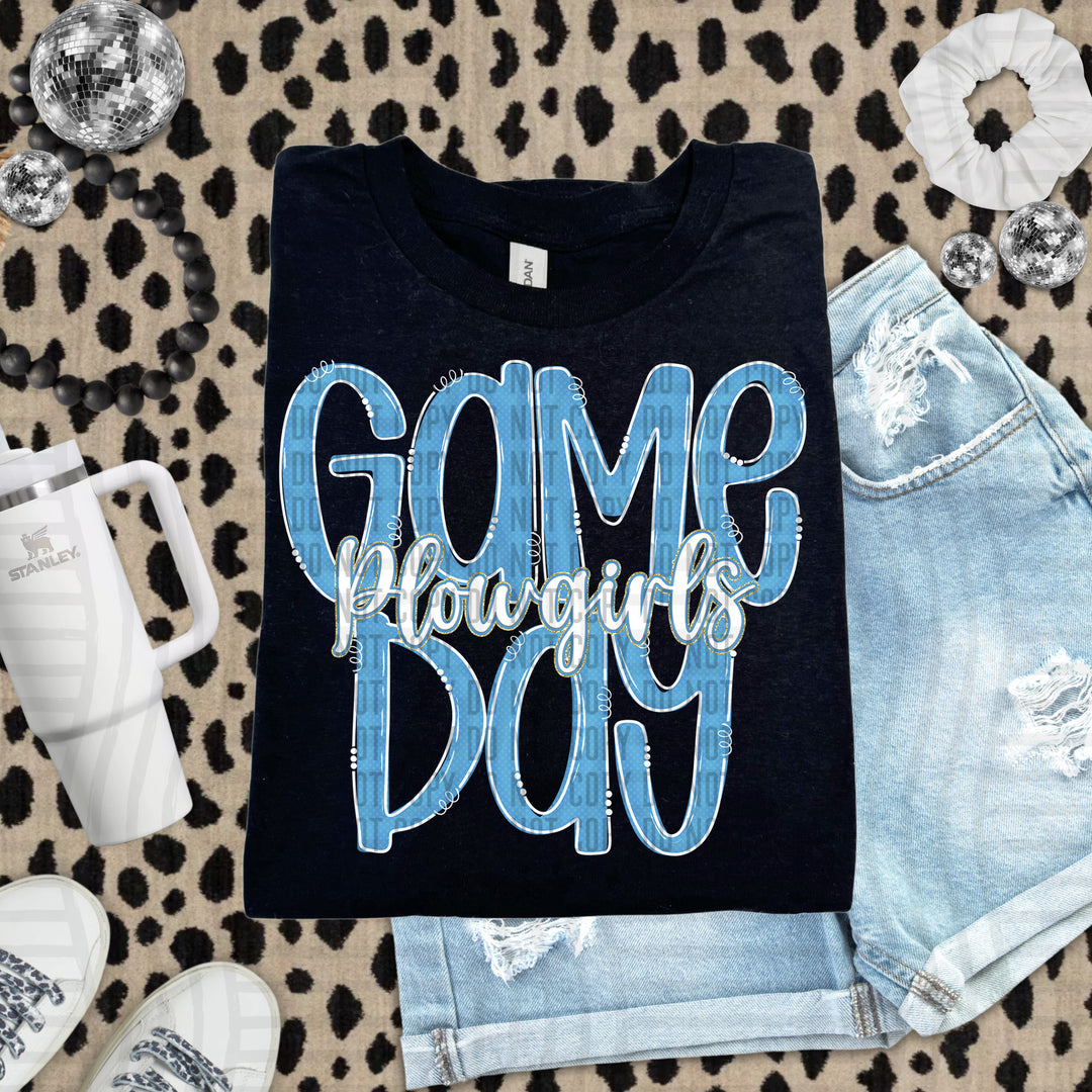 Doodle Gameday Light Blue DTF Print