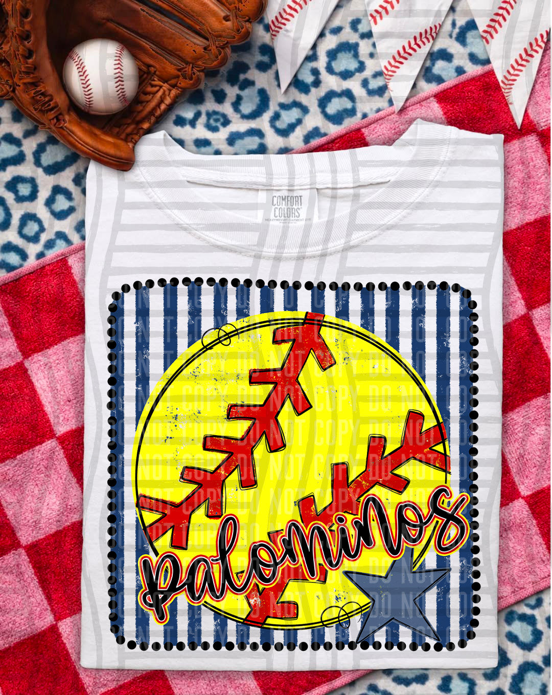 Softball RWB Framed Script DTF Print