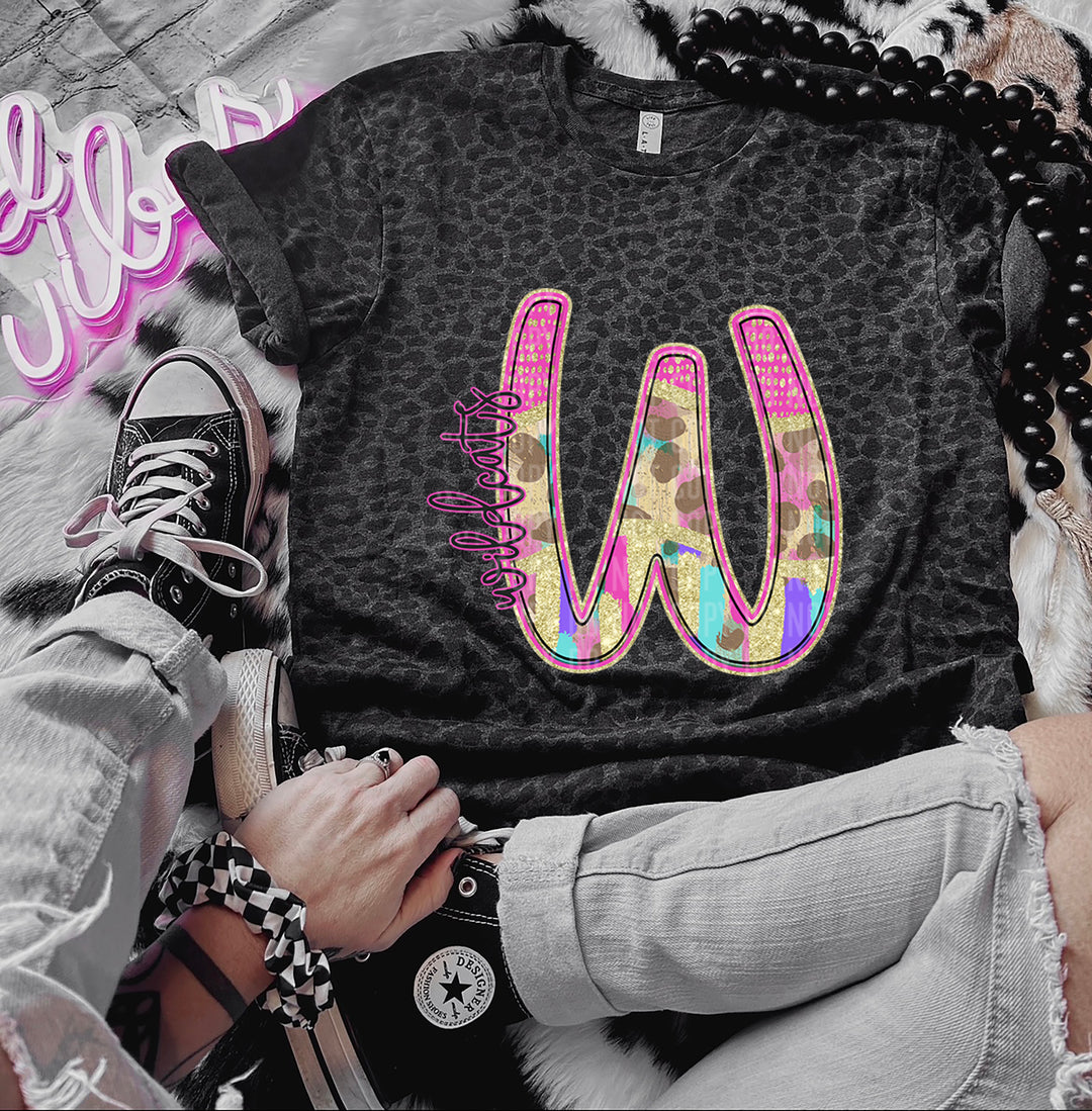 Rainbow Leopard Single Letters DTF Print
