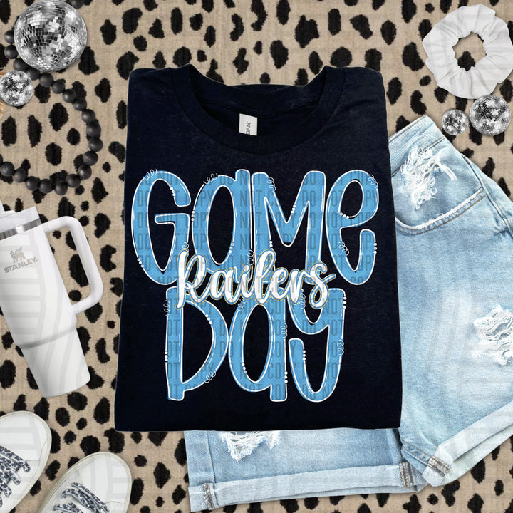 Doodle Gameday Light Blue DTF Print