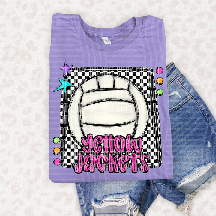 Bright Preppy Volleyball DTF Print