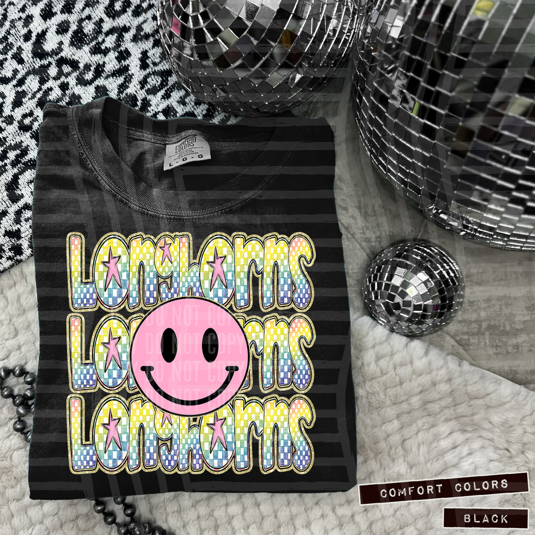 Pink Smiley Triple Stack DTF Print