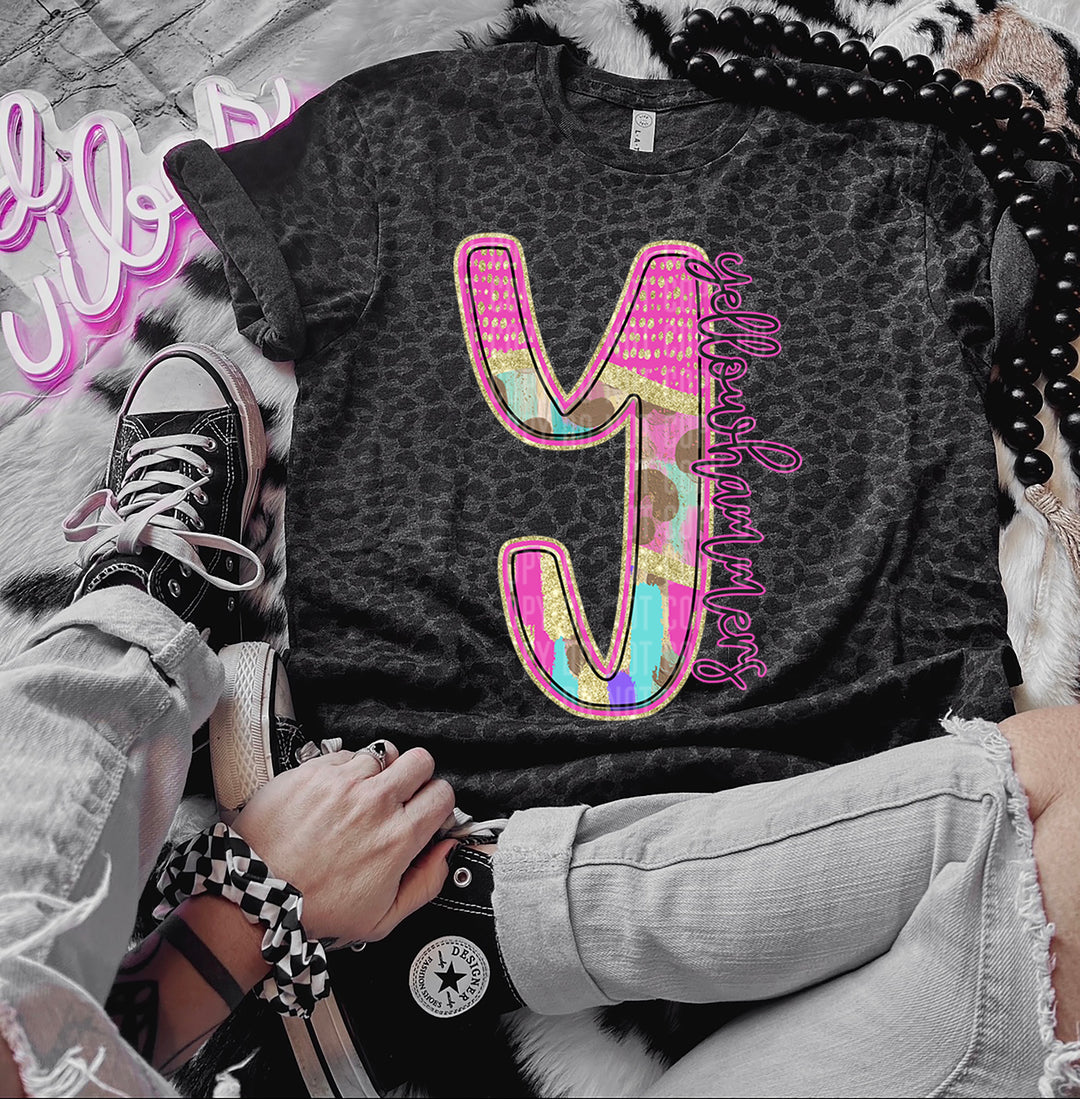 Rainbow Leopard Single Letters DTF Print