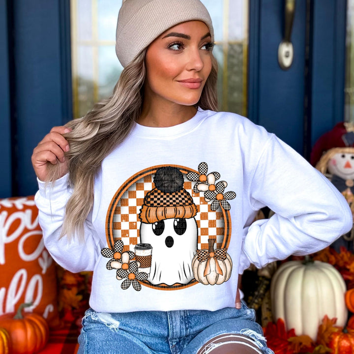 Checkered Coffee & Ghost DTF Print