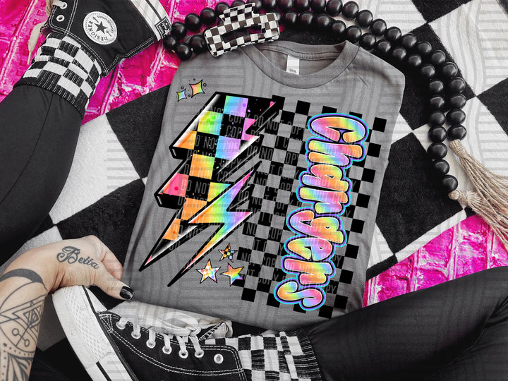 Neon Side Bolt DTF Print