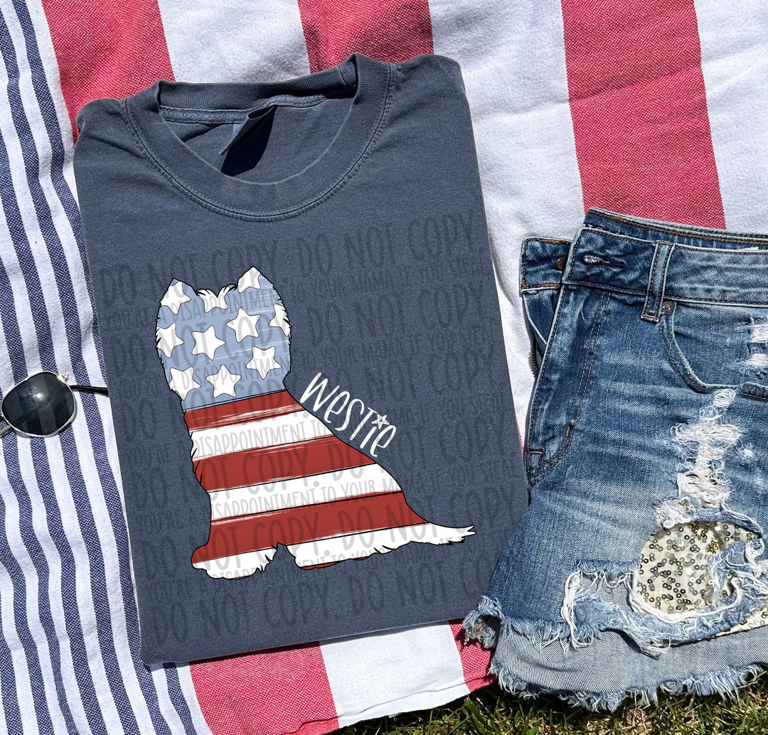 Patriotic Dog Designs White Text DTF Print