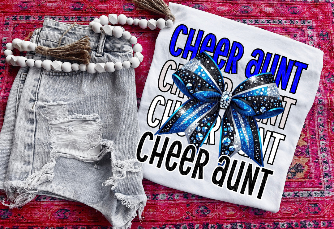 Cheer Aunt (Royal Blue) with Bow DTF Print