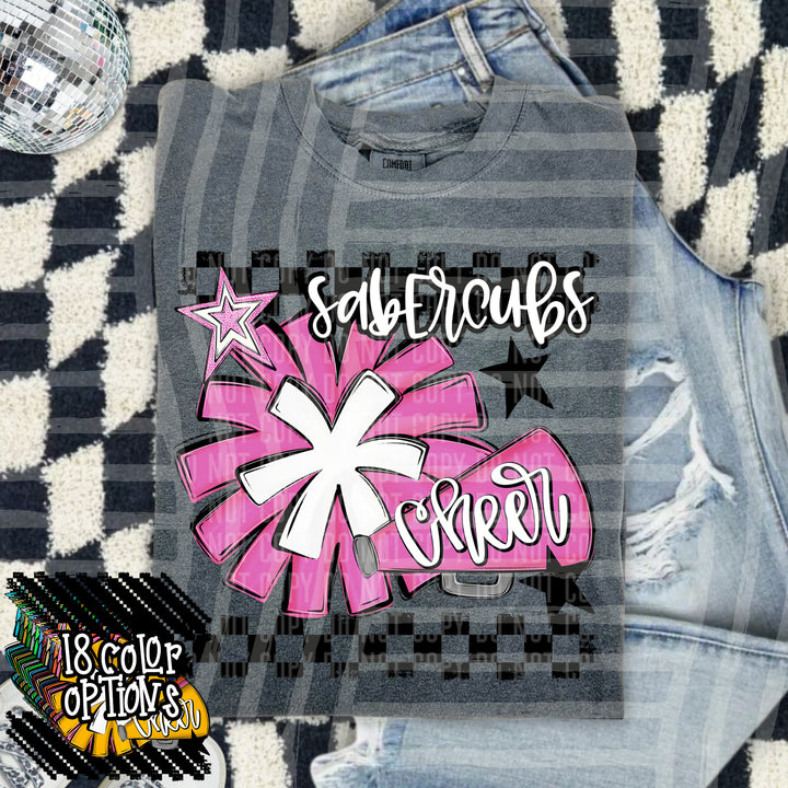 Cheer Pom With Names Sage DTF Print