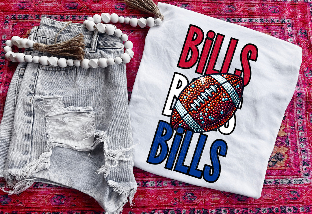 Bills Football (Royal Blue and White) DTF Print