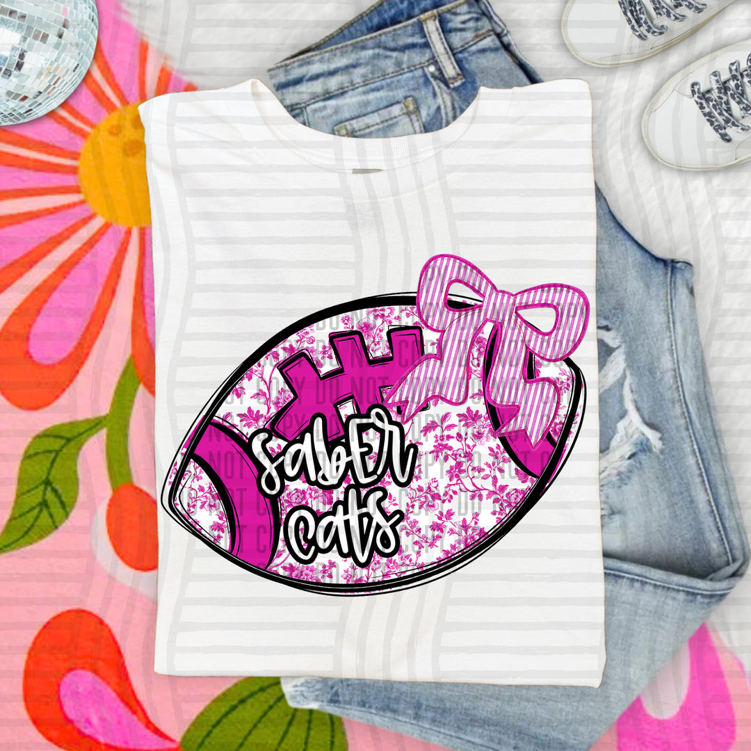 Pink Toile Football DTF Print