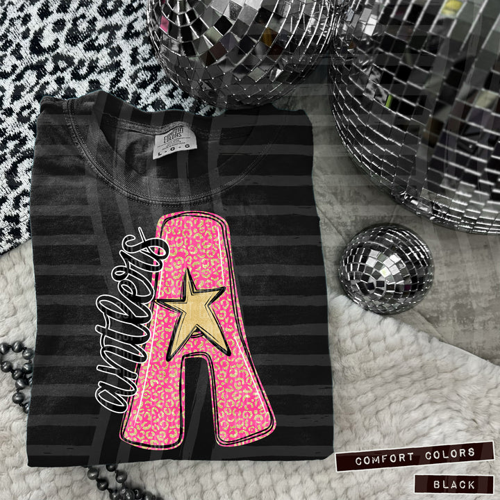 Pink Leopard Initial DTF Print