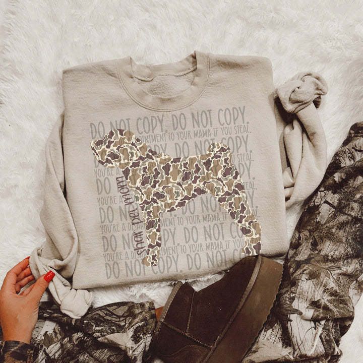 Duck Camo Dog Breeds DTF Print