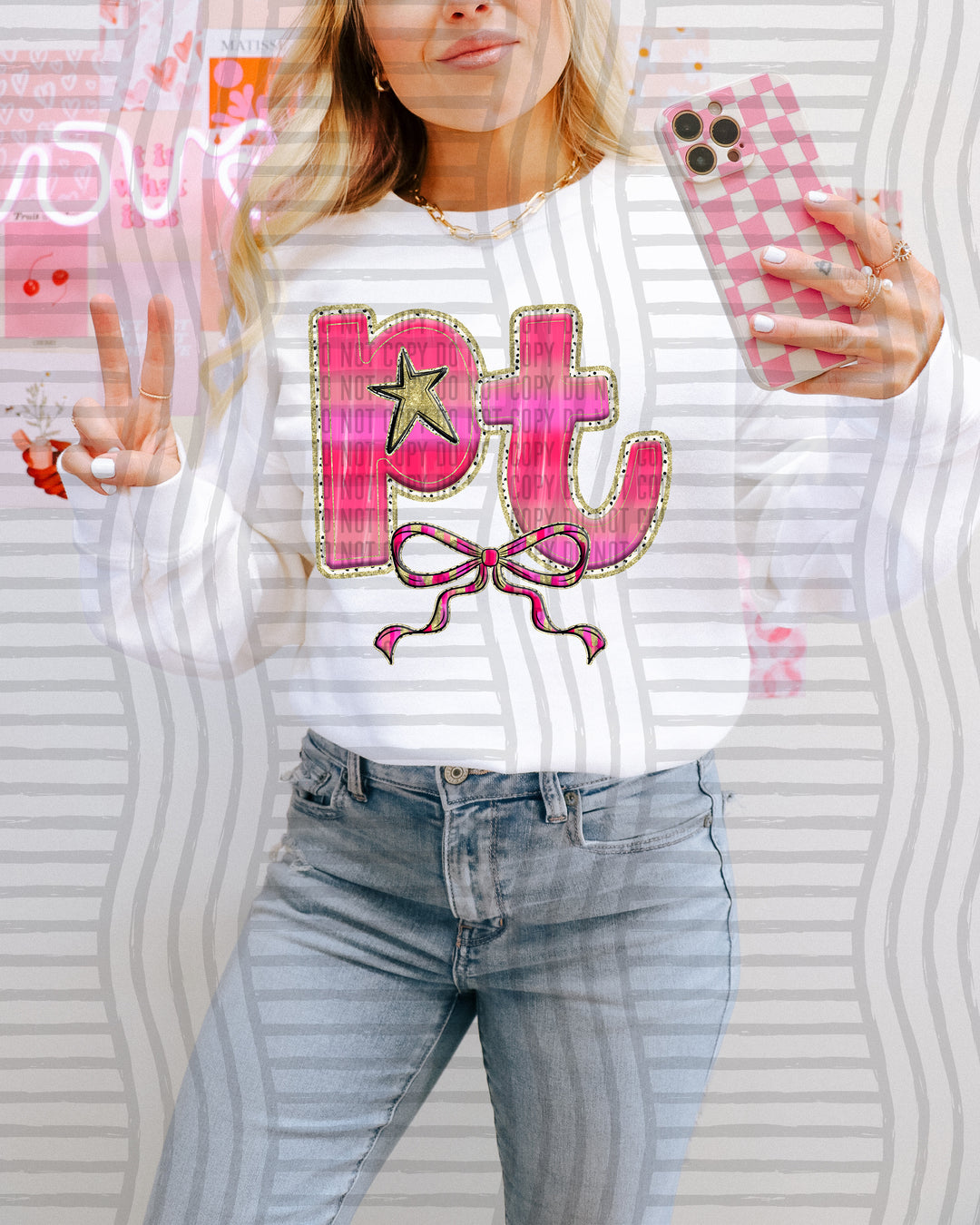 Pink Bow Occupations/Names DTF Print
