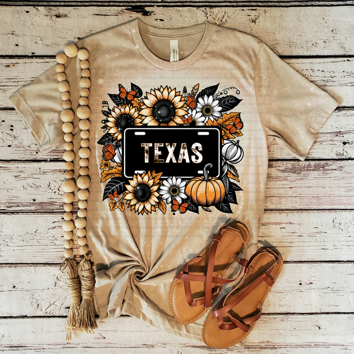 Floral State License Plate States DTF Print