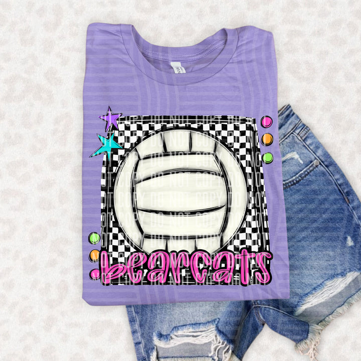 Bright Preppy Volleyball DTF Print