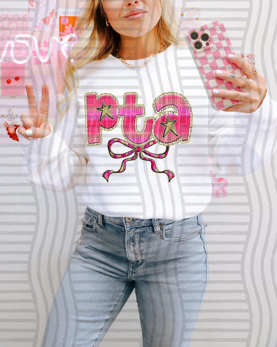 Pink Bow Occupations/Names DTF Print
