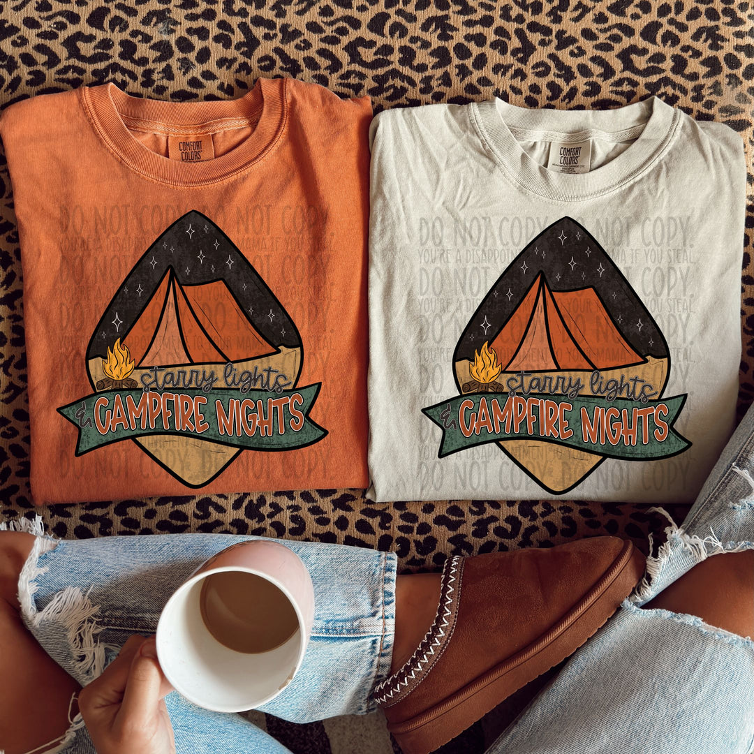 Starry Lights Campfire Nights DTF Print