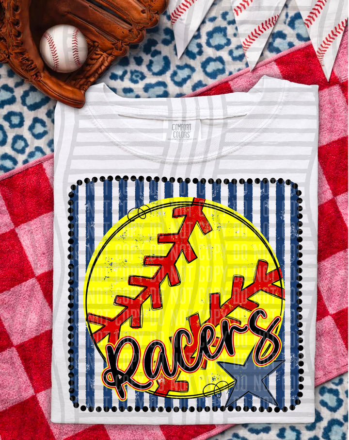 Softball RWB Framed Script DTF Print