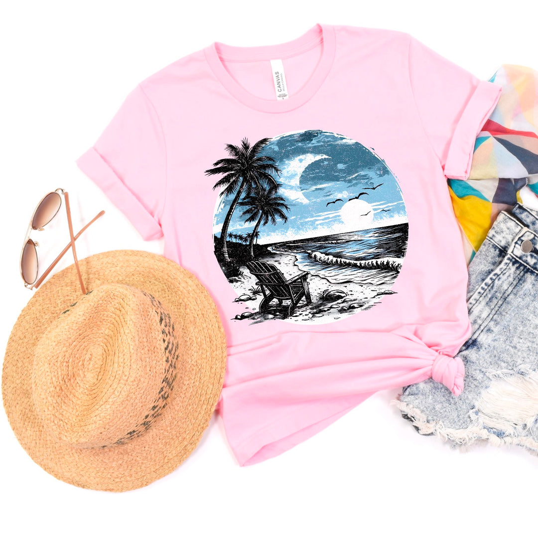 Beach Scene BELLA CANVAS LIGHT PINK Tee