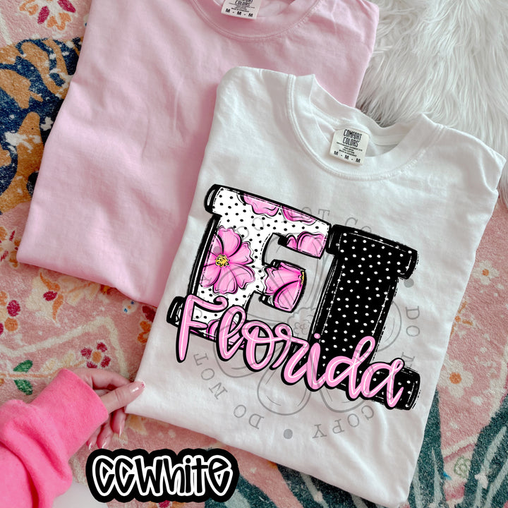Pink Floral States DTF Print