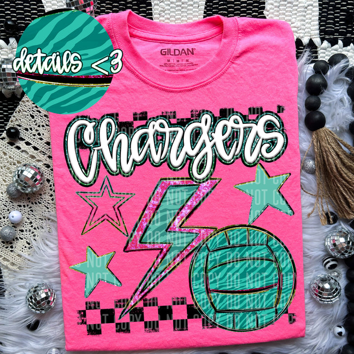 Rainbow Volleyball Bolts DTF Print