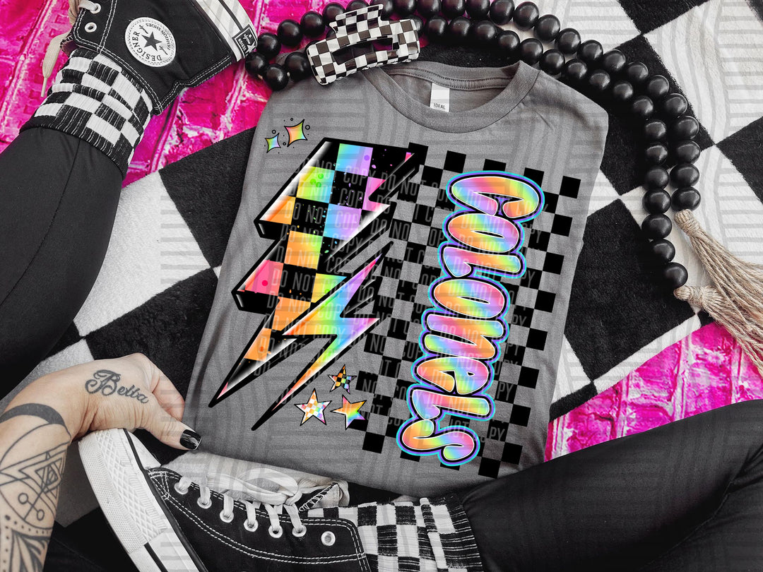 Neon Side Bolt DTF Print