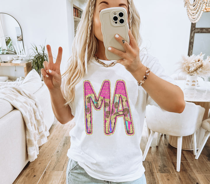 Preppy Leopard No Bow Mom Name DTF Print