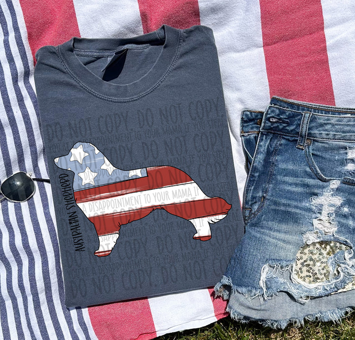 Patriotic Dog Designs Black Text DTF Print