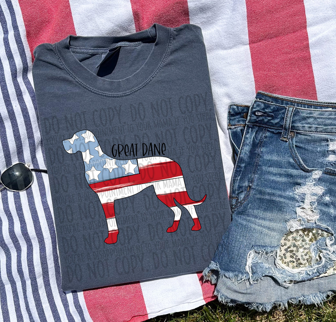 Patriotic Dog Designs Black Text DTF Print