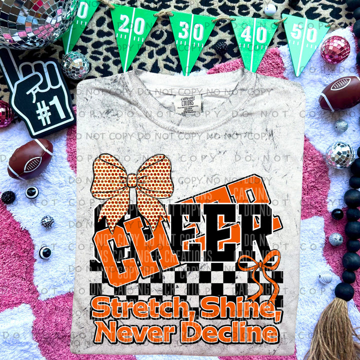 Stretch Shine Never Decline Cheer DTF Print