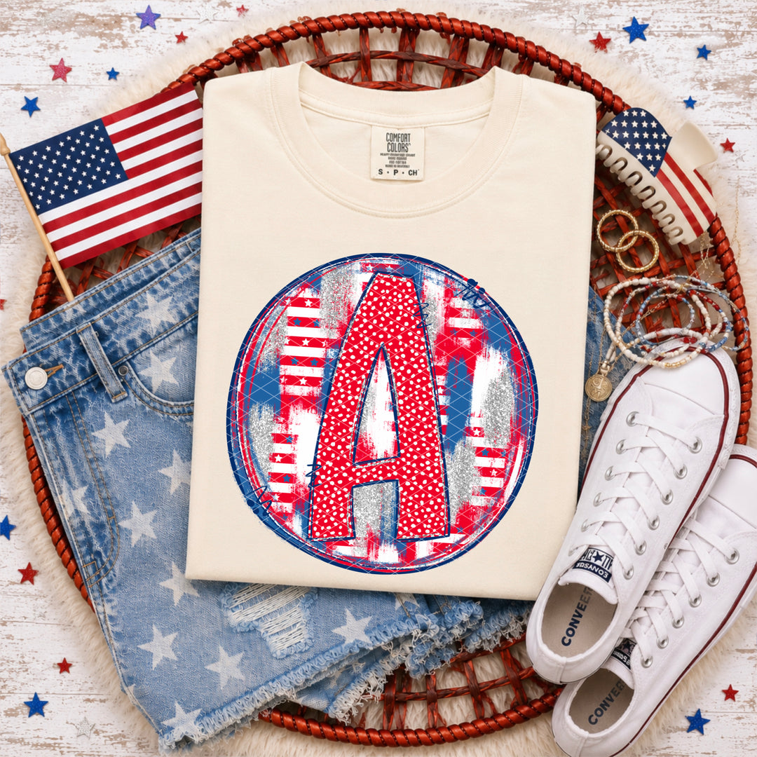 Patriotic Brush Strokes Letter Collection DTF Print
