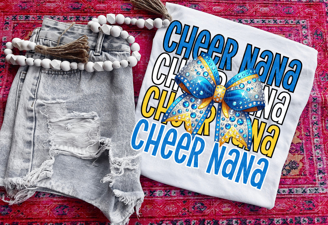 Cheer Nana (Teal and Gold) with Bow DTF Print