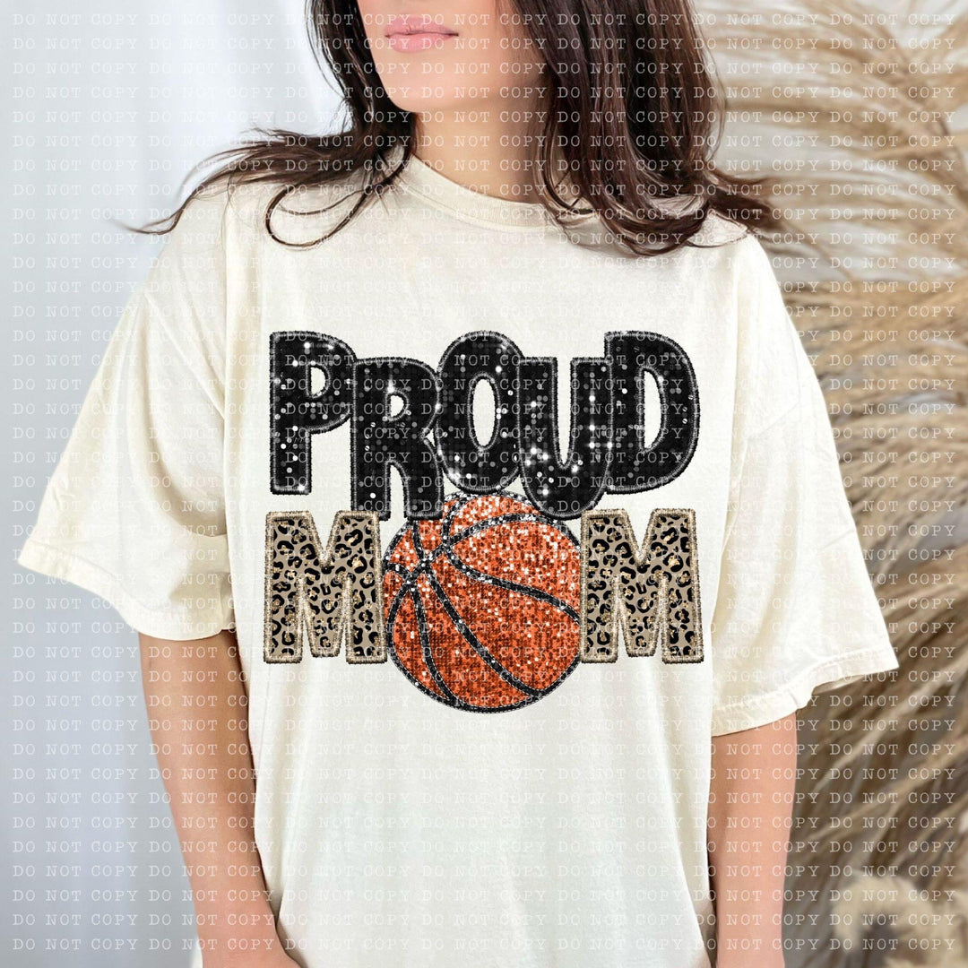 Proud Basketball Mom Faux Embroidery DTF Print