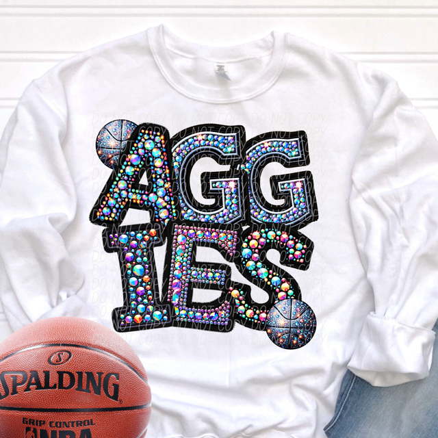 Rhinestone Basketball Mascots DTF Print