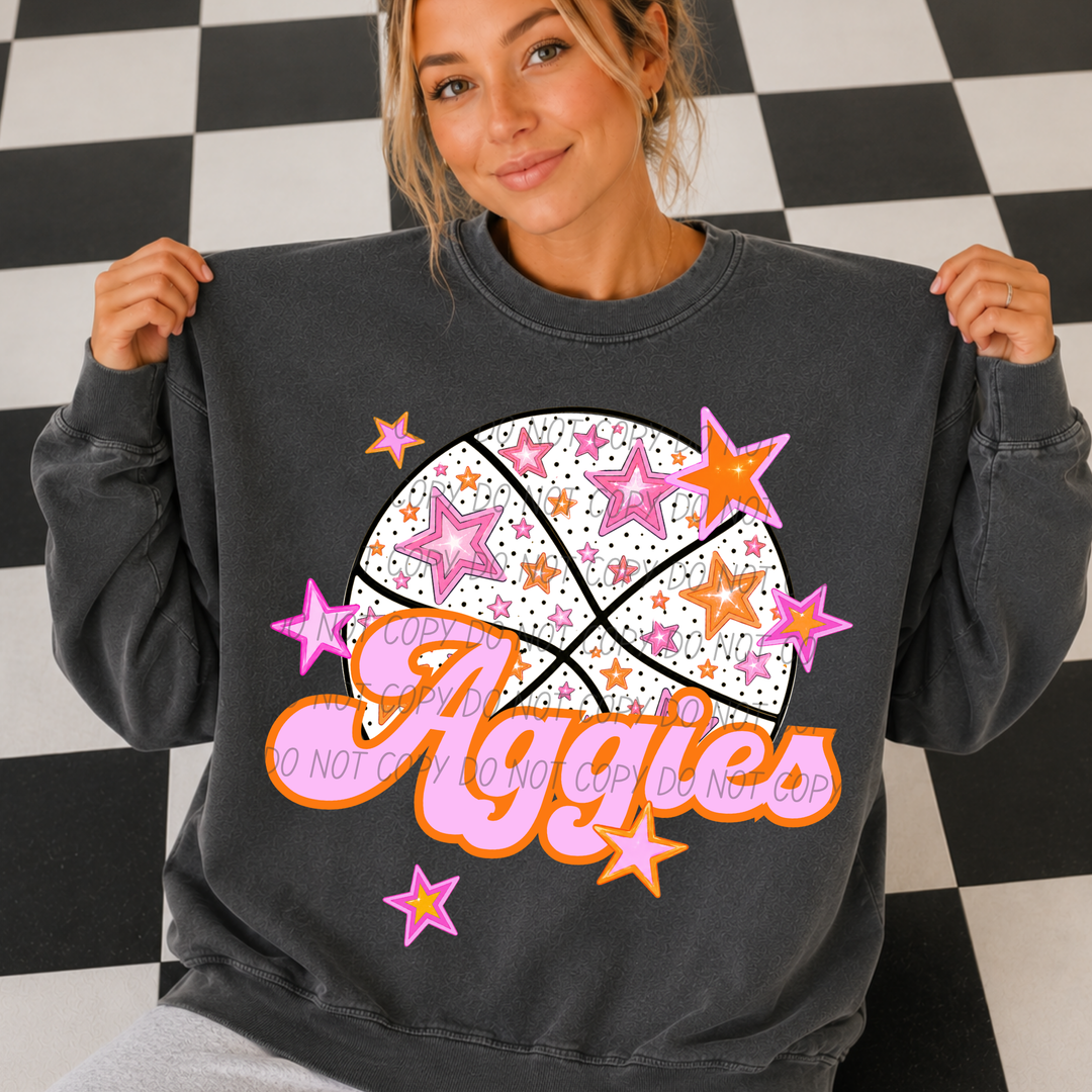 Pink Basketball Mascots DTF Print