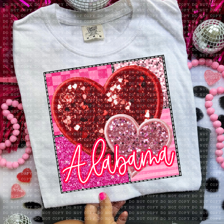 Sparkle Heart States DTF Print