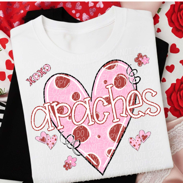 Valentine's Mascot Pink and Red DTF Print