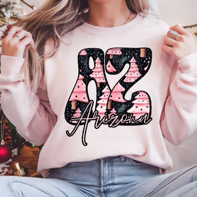 Pink Christmas States DTF Print