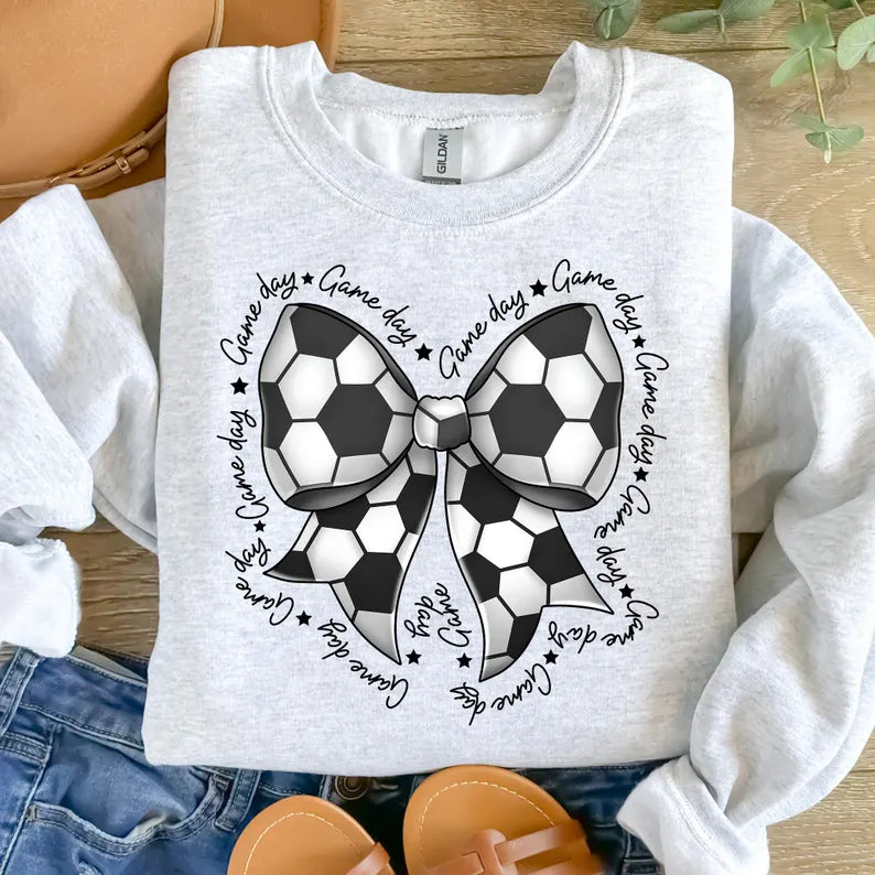 Coquette Bow Soccer ASH GREY Sweatshirt