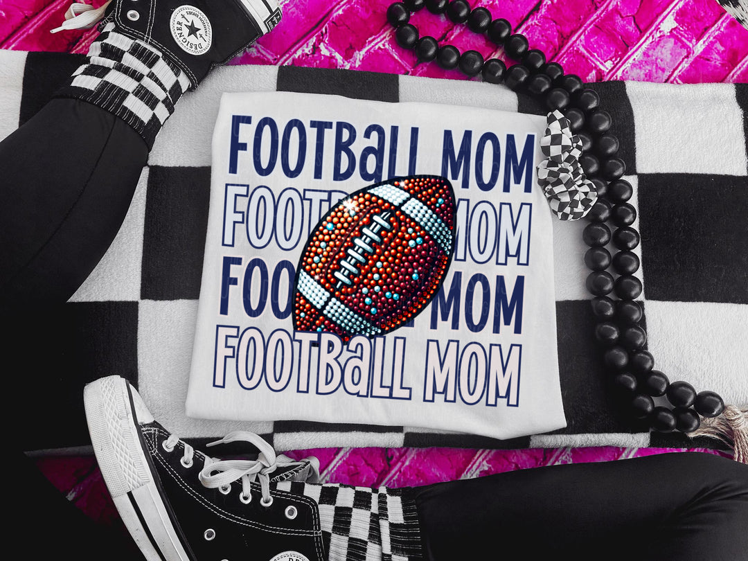 Football Mom(Navy and White) DTF Print