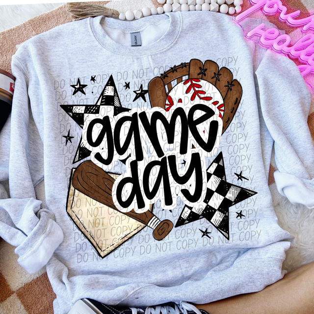 Game Day Sports Checkered Stars DTF Print