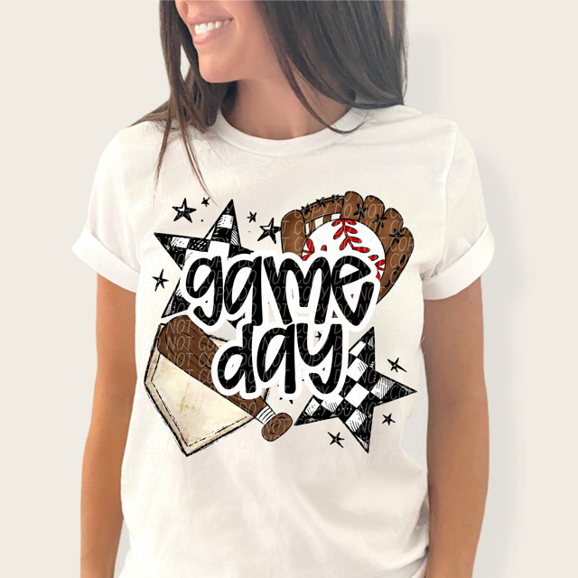 Game Day Sports Checkered Stars DTF Print