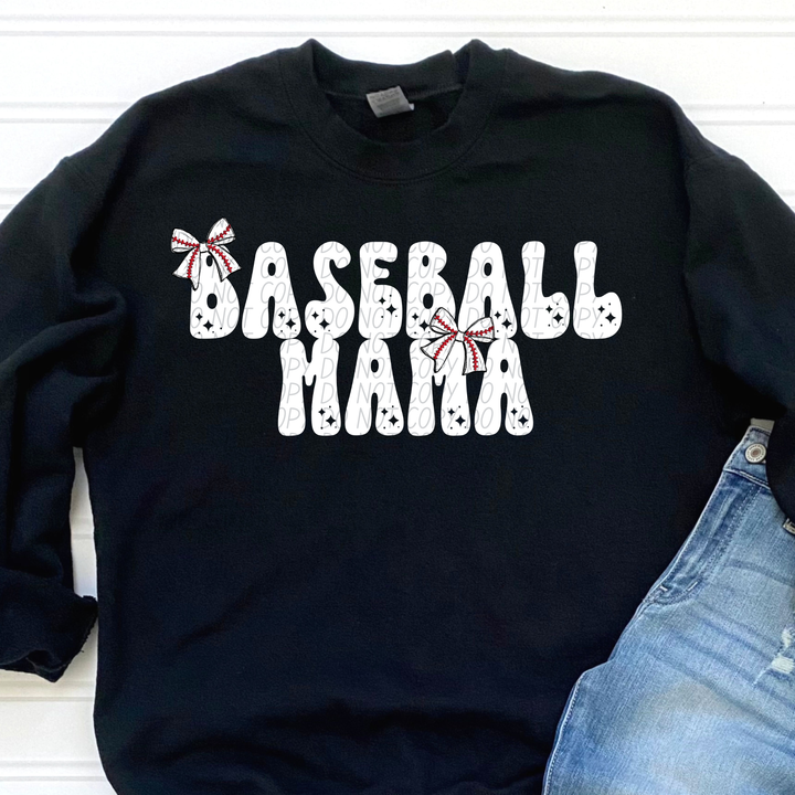 Baseball Mama Bow DTF Print