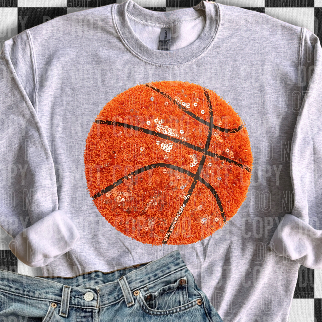 Basketball Faux Yarn Sequin DTF Print