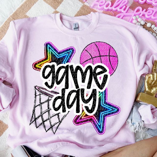 Game Day Neon Stars DTF Print